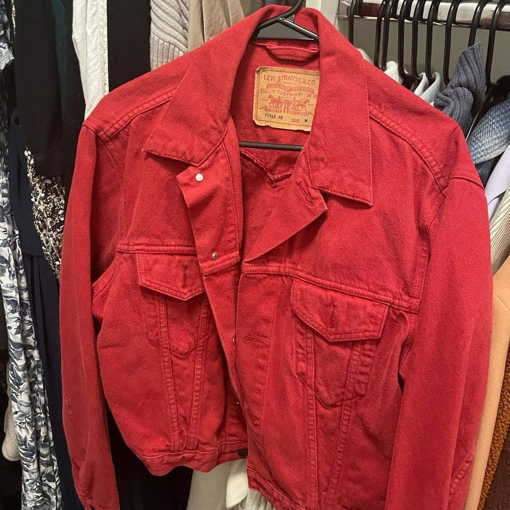 Red jean jacket